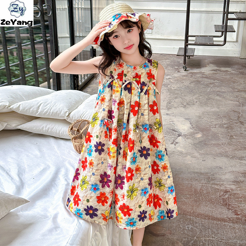 [ซี่] 80-170 พร้อมสต็อกเด็กชุดลําลองผ้าฝ้าย 3ง ดอกไม้สามมิติชุดเสื้อกั๊กเด็กสาวหวานชุดเจ้าหญิงชุดแขวนแฟชั่นเสื้อผ้าเด็กการจัดส่งสินค้าที่รวดเ