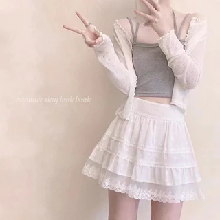 คาร์ดิแกนถักสั้นแบบบางพิเศษโปร่งแสงจากผ้าลินินเทียม เสื้อฤดูร้อนสำหรับเครื่องปรับอากาศ K's Diao Woma Note SIOH