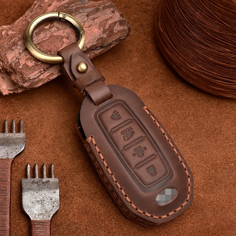 Genuine Leather Car Key Case for Infiniti Qx50 Qx60 Key Protector Fob Cover