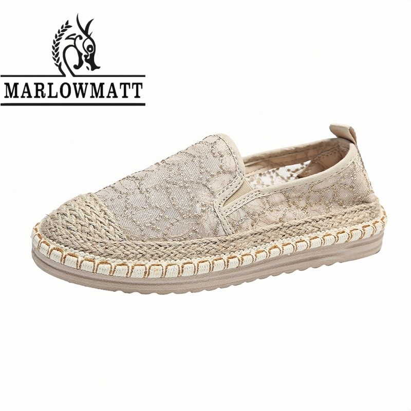 Marlowmatt รองเท้าผู้หญิง 2025 รองเท้าขี้เกียจสุภาพสตรีสไตล์ใหม่ออกแบบลูกไม้ระบายอากาศน้ําหนักเบา