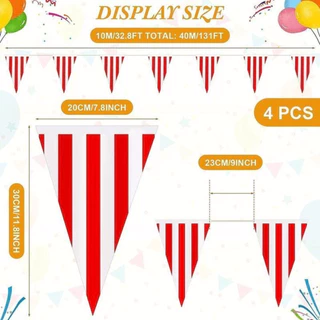 [บ้าน]ของตกแต่งงานปาร์ตี้ Circus | 20ชิ้นสีแดงสีขาวลายธงสามเหลี่ยมความยาว10เมตร,วัสดุวิชาพลศึกษาตอมสําหรับเทศกาล/วันเกิด/คริสต์มาสเหตุการณ์