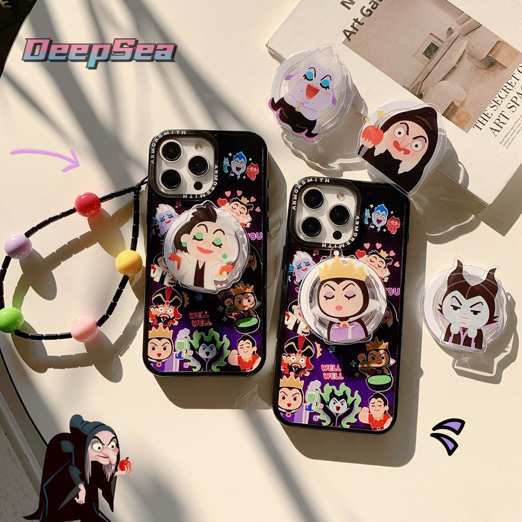 ปลอกสําหรับ ไอโฟน 14 บวก 13 มือโปร สูงสุด 12 11ไร้สายชาร์จเย็นคนร้ายราชินีแม่มดกรณีโทรศัพท์กับน่ารักแม่เหล็กดึงดูดยืนป้องกันการสูญหายโซ่ป้องกันรอยขีดข่วนฝาครอบป