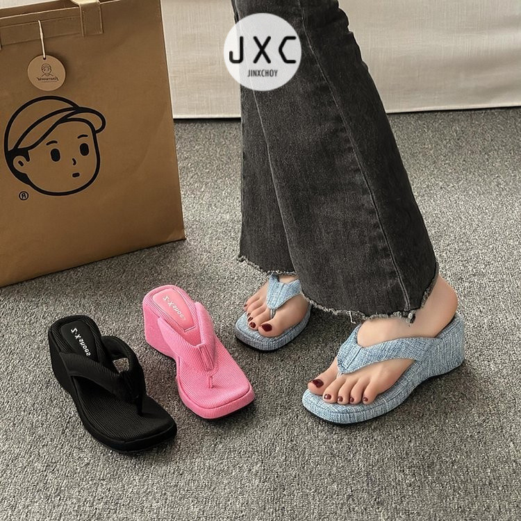เกาหลีเกาหลี Y2K แฟชั ่ น 9 ซม.หนา Soled Flip-Flops ฤดูร ้ อนสีแพลตฟอร ์ มกันน ้ ําสวมใส ่ ด ้ านนอก Wedge Heel วันหยุดรองเท ้ าแตะชายหาดรองเท ้ าแตะผู ้ หญิงรองเท ้ าแตะนักเรียนชายหาดกลางแจ ้ งวันหยุดโรงงานขายส ่ งราคา