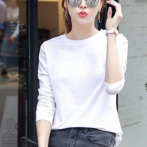 [Yi Cheng] ผ้าฝ้ายซินเจียงคุณภาพสูงผ้าฝ้ายแท้สีขาวผู้หญิงแขนยาวหลวมสบายๆรอบคอฤดูใบไม้ผลิขนาดใหญ่ Bot