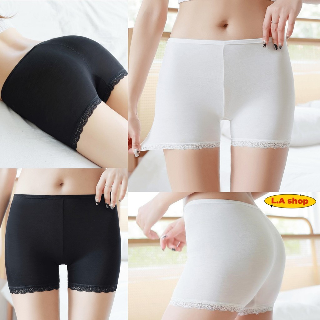 L.A Shop★สไตล์ใหม่★กางเกงขาสั้น ซับใน คาวาอี้ ผ้าบางสีพื้น ขอบลูกไม้ "KK7085"