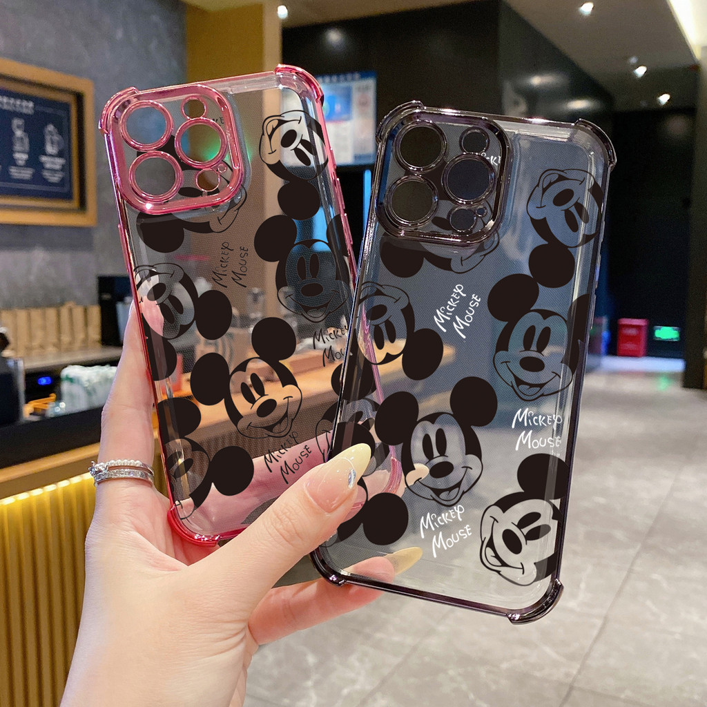 สําหรับ Xiaomi Redmi หมายเหตุ 14 13 Pro 5G 12S 4G 12 13C ตลก Mickey Faces ชุบใสกรณี Anti Drop ฝาครอบ
