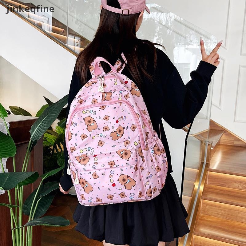 KTH Sanrio Hello Kitty กระเป๋าเป้สะพายหลังอะนิเมะ Kuromi กระเป๋าสะพายความจุขนาดใหญ่สาวหวาน Capybara กระเป๋าเป้สะพายหลังร้อน