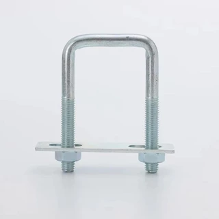 BREWZY 1 ชิ้นท่อ U-Clamp, สกรูชุบสังกะสี Q235 เหล็กคาร์บอน M8 Square Tube Clamp, Baffle มุมขวา U-bolt สําหรับหลอดสี่เหลี่ยม