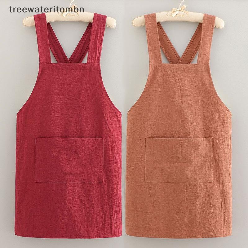 Tt ทําอาหารผ้าฝ้ายผ้ากันเปื้อนครัว Breathable สวมใส่ผู้ใหญ่เอวผ้ากันเปื้อน Anti Fouling นุ่มร้านอาหารเสื้อผ้าทํางานบ้าน mbn