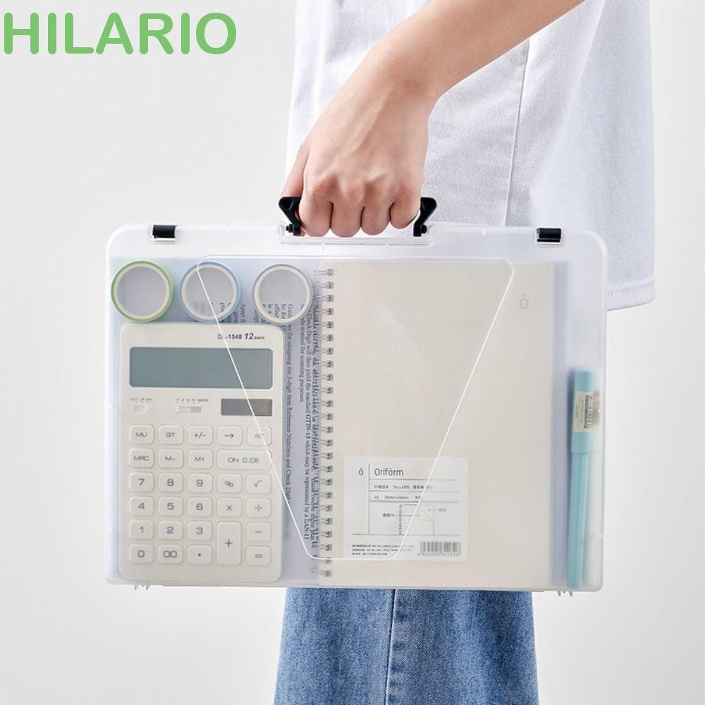 กล่องแฟ้ม HILARIO a4 โปร่งใสเรียบง่าย a5 จัดระเบียบกล่องโฟลเดอร์เอกสารทนทานแบบพกพา a4 กล่องเก็บไฟล์องค์กรโต๊ะ