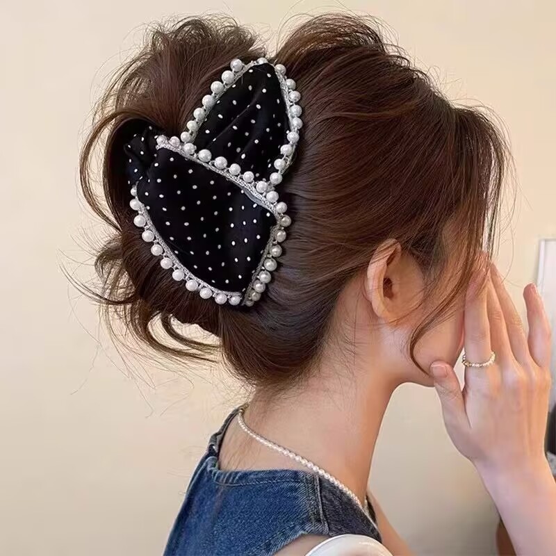 High-End Pearl Polka Dot กิ๊บติดผมหญิงกลับหัวClamp รูปที่ 6