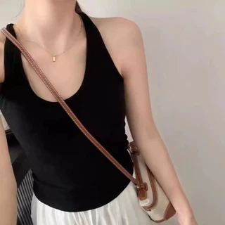 🍓Alva🍓 เสื้อกล้ามสายเดี่ยว แขนกุด สีพื้น ผ้ายืด มีฟองน้ำเย็บติดในตัว แฟชั่นใส่สบาย ระบายอากาศ ดีไซน์สวย #J558