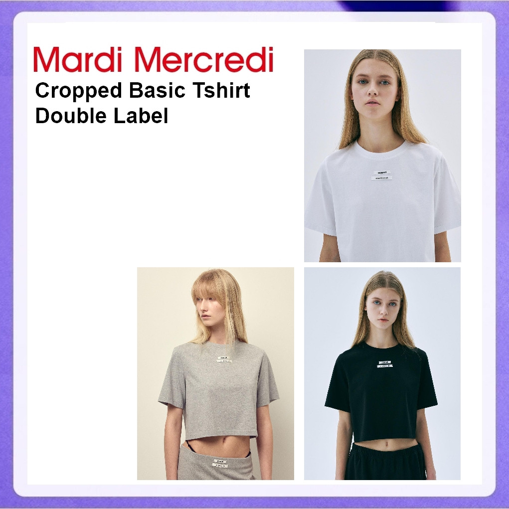 Mardi Mercredi Cropped Basic Tshirt Double Label (White, Grey, Black)