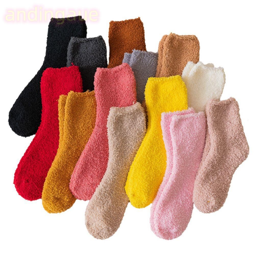 Andin ถุงเท้านอนสีบริสุทธิ์ของขวัญคริสต์มาสหนาฤดูหนาวที่อบอุ่นนุ่มปุย Cosy