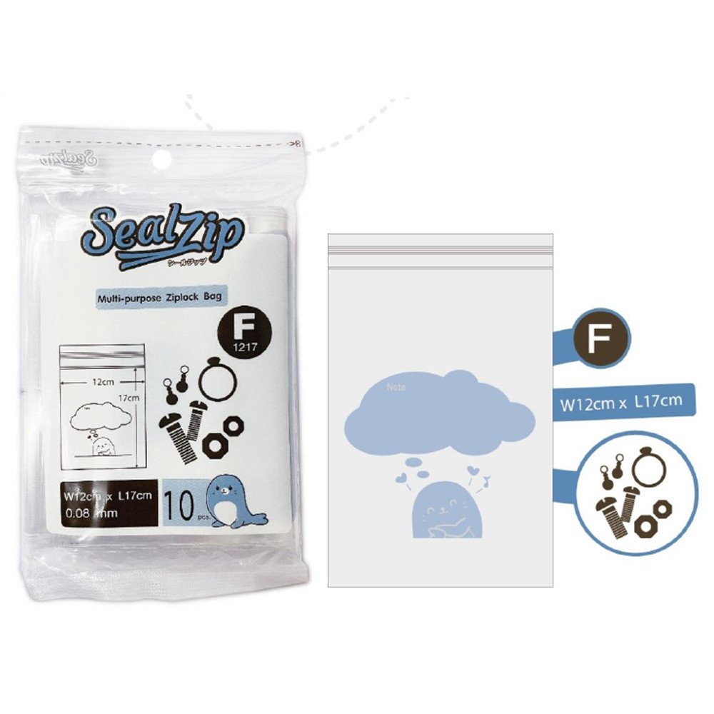 SEALZIP ถุงซิปล็อค รุ่น ALPHABET F สีใส ขนาด 12x17 ซม.