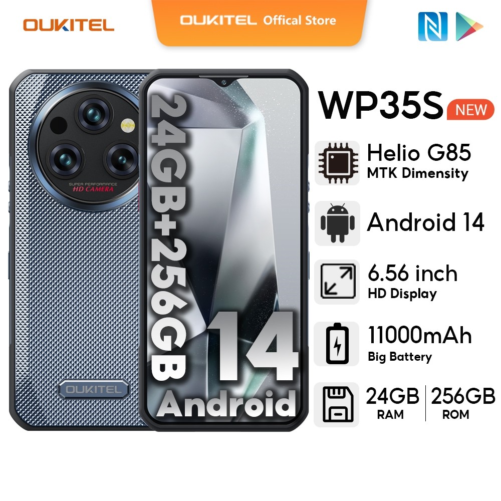 [LOCAL STOCK] Oukitel WP35S Android 14 24GB+256GB โทรศัพท์มือถือ 6.6 FHD+ 2.4K 60HZ หน้าจอ 48MP + 8MP Night Vision NFC Face ID Handphone