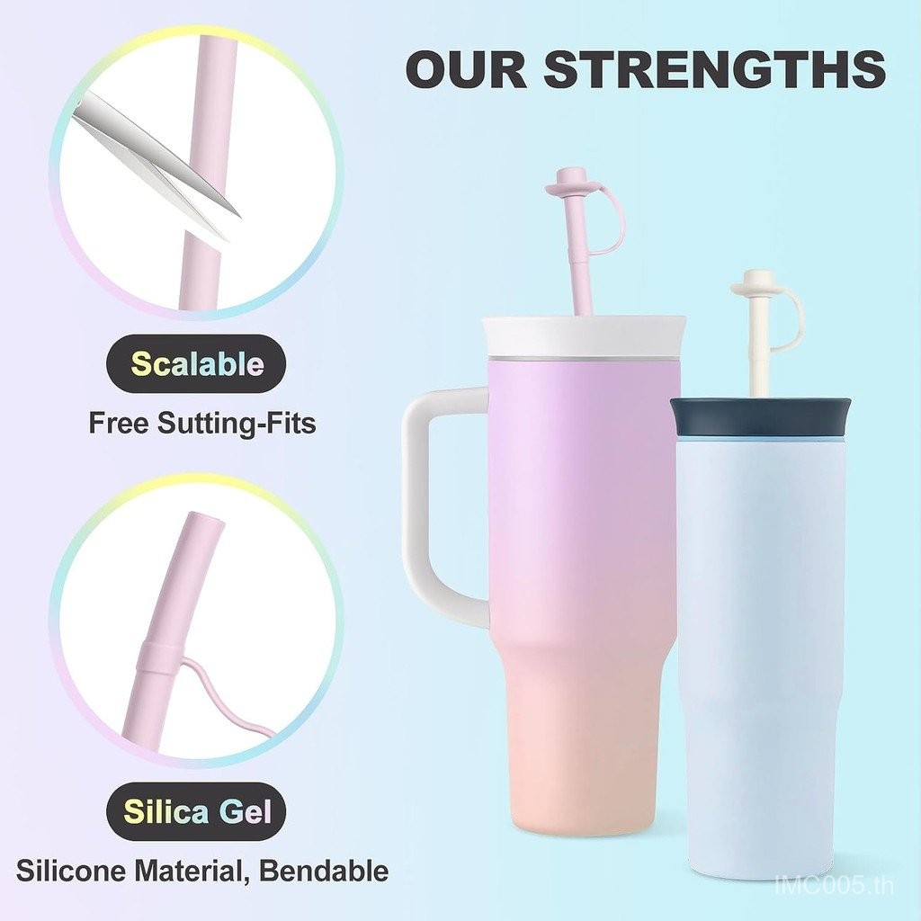 เปลี่ยนหลอดสำหรับ owala 40ออนซ์แก้วหลอดซิลิโคนนำมาใช้ใหม่12นิ้วยาวกับหมวกคาวบอยฟางปก6หลอดซิลิโคน2ทำความสะอาดแปรง - รูปที่ 2