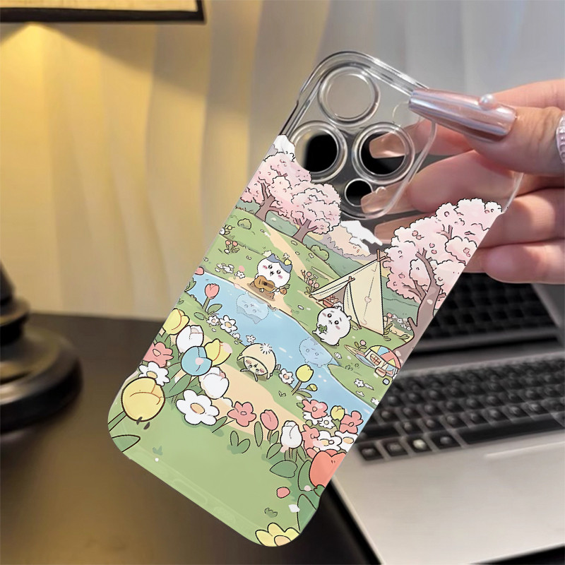 COD เคสโทรศัพท์ไร้กรอบโปร่งใสแบบแข็ง ใช้ได้ Iphone 11 13 12 14 15 16 Pro MAX 14 15 Plus เปลือกบางเฉียบโปร่งใสของดอกไม้