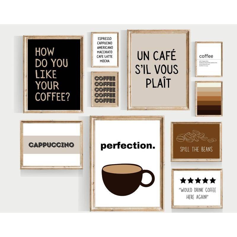 Coffee Bar Gallery Wall Set Coffee Wall Art Coffee Prints Coffee Art Coffee Decor