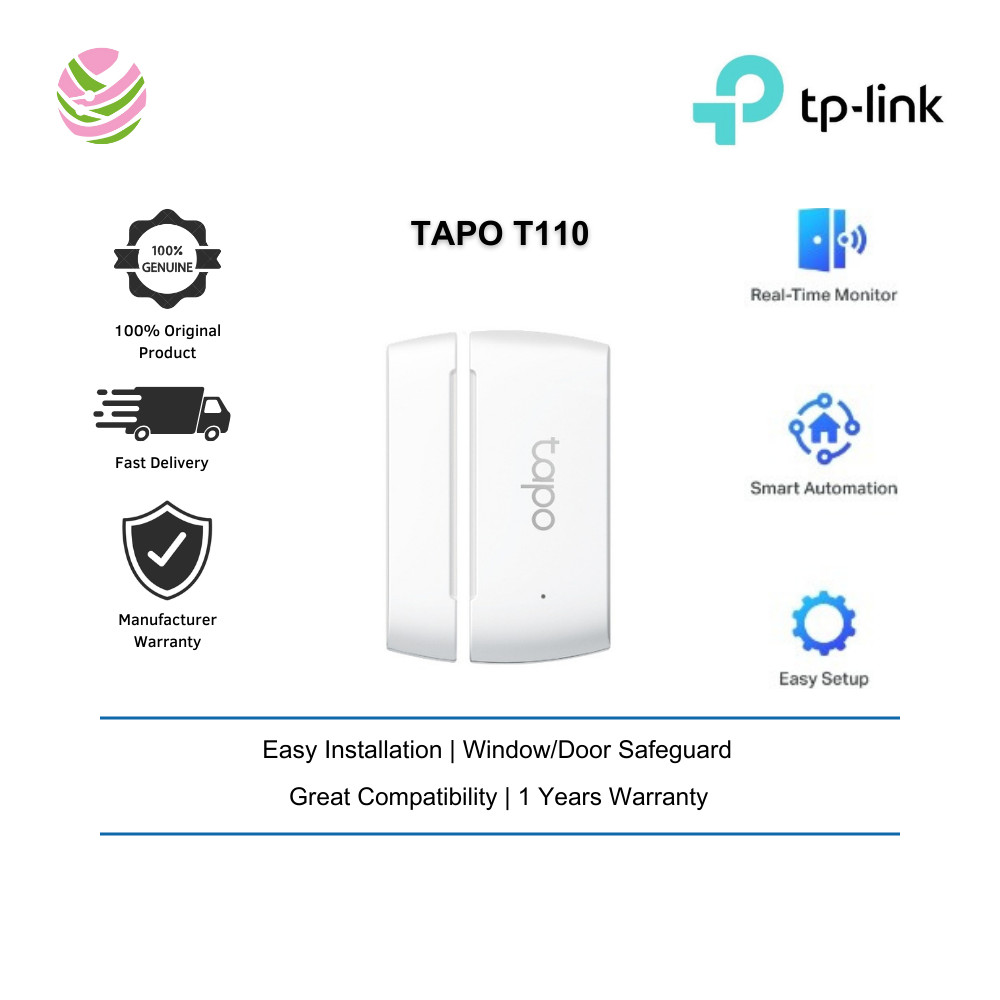 TP-Link Tapo T110 เซ็นเซอร์สัมผัสอัจฉริยะสําหรับหน้าต่าง / ประตู Safeguard