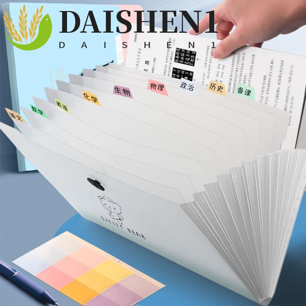 Daishen1 กระเป๋าโฟลเดอร์ ขนาด A4 ความจุสูง หลายชั้น กันน้ํา สีฟ้าโปร่งแสง สําหรับจัดระเบียบ