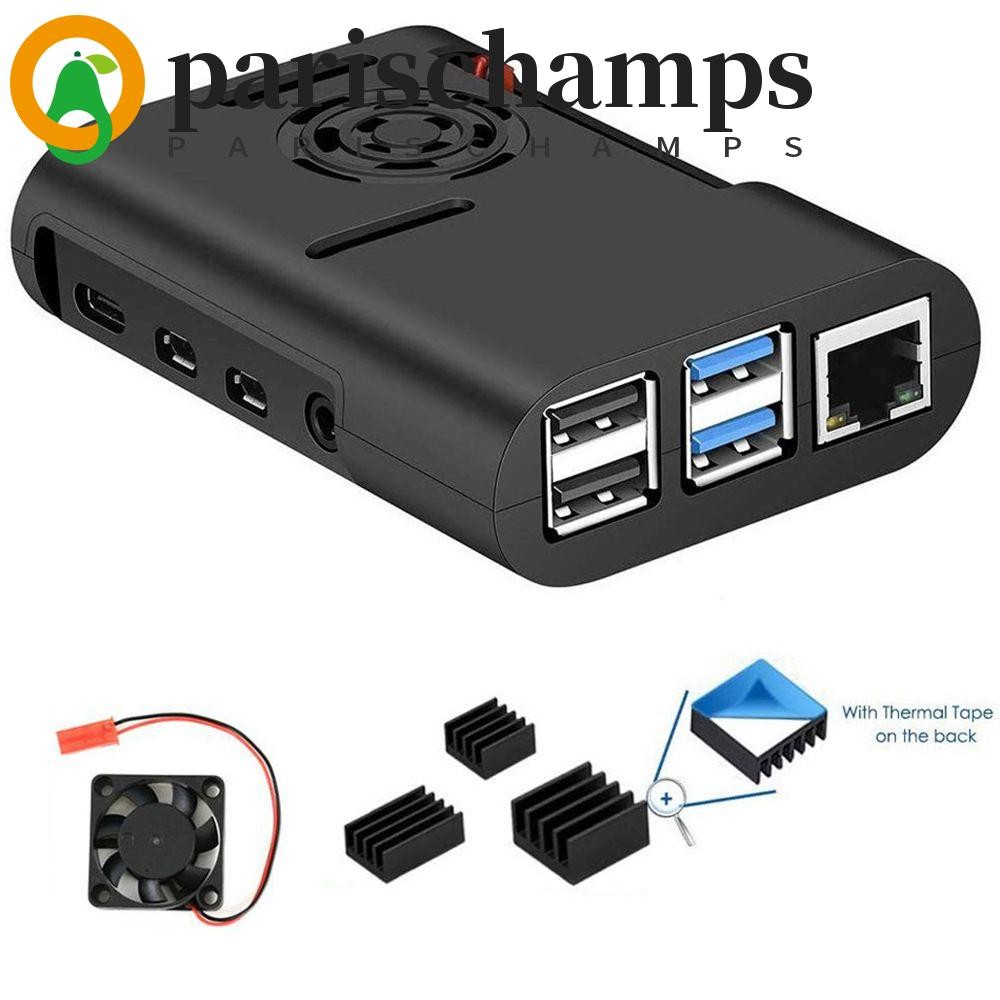 Parischamps Case 3 in 1 ฮีทซิงค์คูลเลอร์ทนทานสําหรับ Raspberry Pi 4 รุ่น B, Pi 4B, Pi 4 Shell