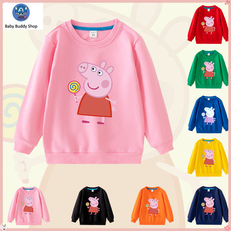 เสื้อเด็ก PEPPA PIG การ์ตูนเสื้อแขนยาวผ้าฝ้าย 100% สําหรับเด็กชายและเด็กหญิง NW073