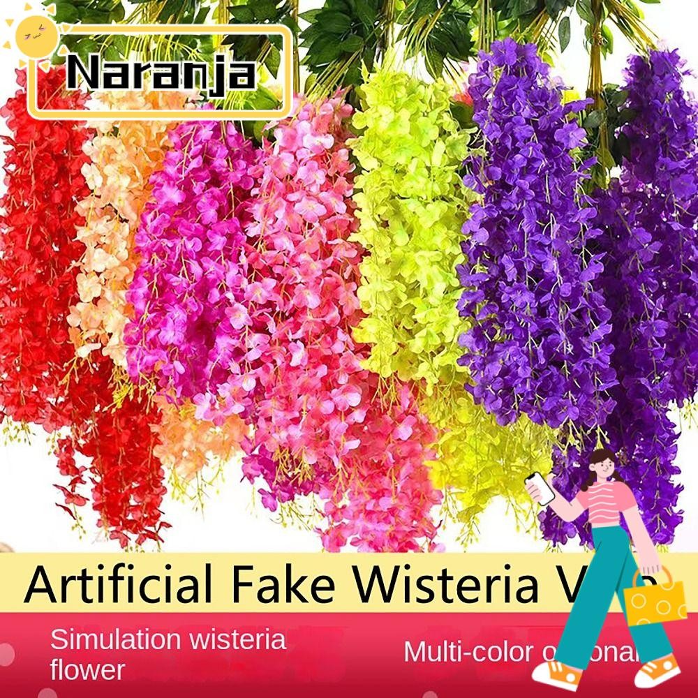 Naranja 12 ชิ้น Wisteria ดอกไม้ประดิษฐ์, 110 ซม.งานแต่งงาน Arch Decor Vine พวงหรีด, ตกแต่งบ้านนํากลับมาใช้ใหม่ Vine Ivy Garland Leaf สําหรับ Home Wall พืช