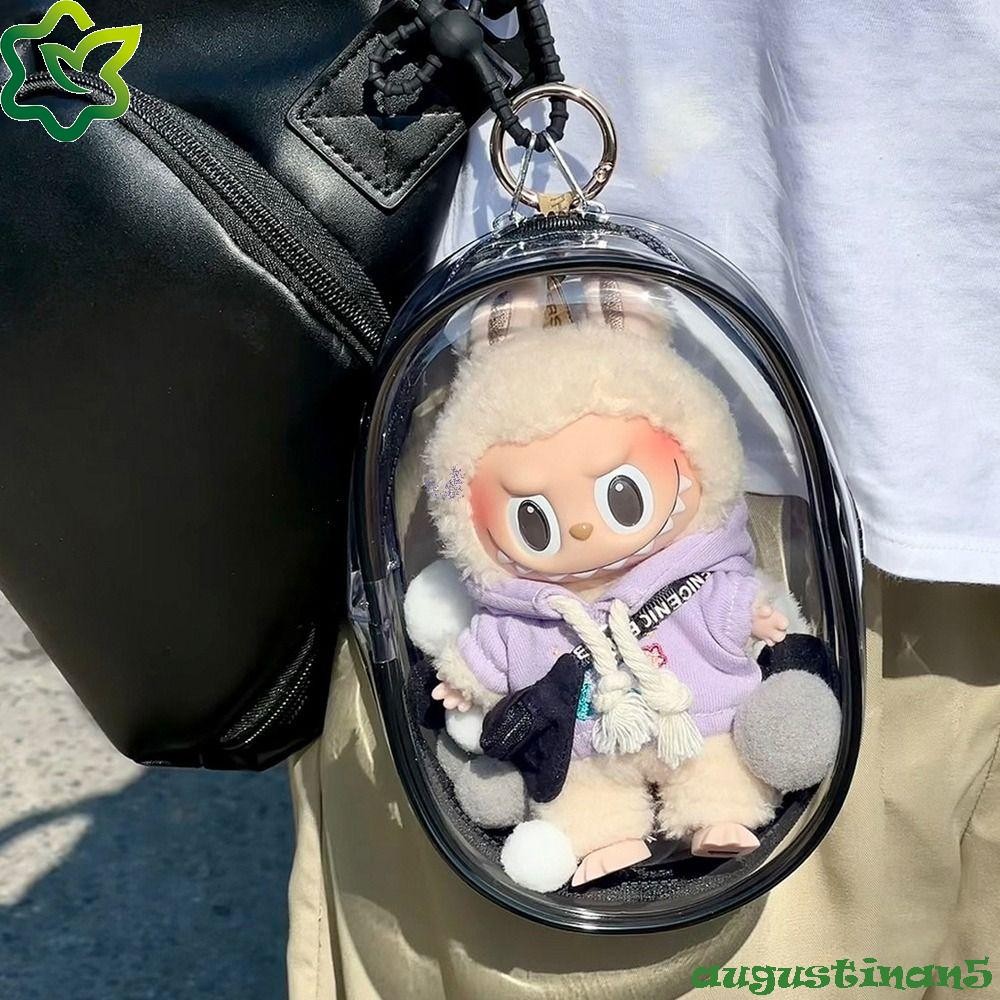 Augustinan Labubu Time Doll Out-leged Bag, Space Module PVC Labubu Time Display Bag, ถุงนอนตุ๊กตาโปร่งใสแบบพกพาสอดใส่สูง Labu Time Doll Bun เด็กสาวของเล่น