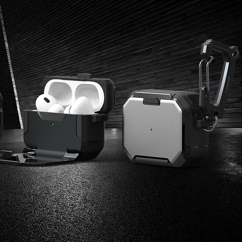 Mango กรณีปลอกสําหรับ AirPods 1 2 3 4 Pro 2 กรณีปลอก Gen 2 3 4 2nd 3rd 4th Gen2 Gen3 Gen4 กันกระแทก 2 ใน 1 ออกแบบผู้ถือโทรศัพท์โลหะ Texture