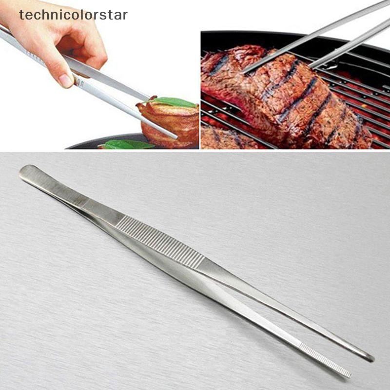 Trsr สแตนเลสฟันแหนบยาวบาร์บีคิวอาหาร Tong ตรง Tweezer บ้านสวนครัว Bbq เครื่องมือแหนบขนตา Jelly