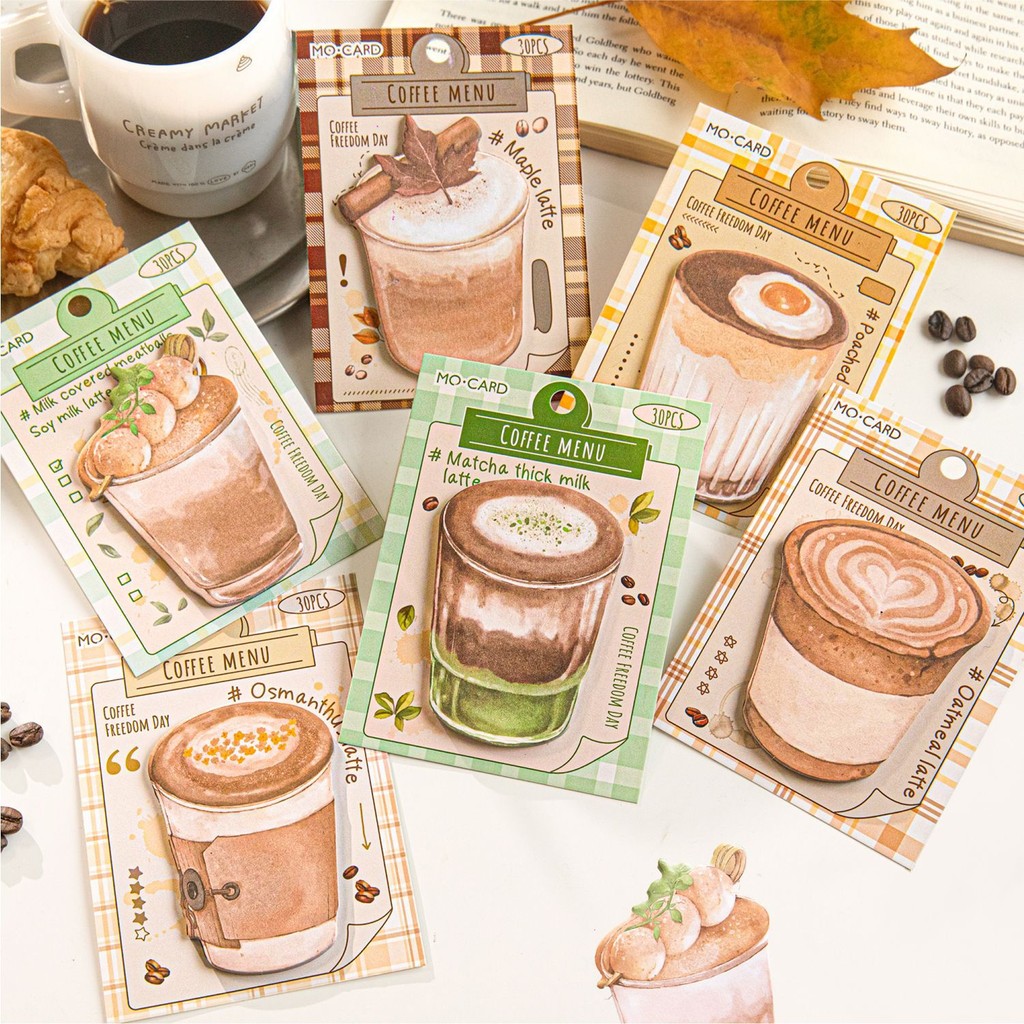 30 ชิ้นกาแฟลาเต้แกน Sticky Notes ตลก Self Sticky Notepads แผ่นบันทึกสําหรับกาแฟคนรักสํานักงานโรงเรียนเด็กนักเรียนของขวัญ Class รางวัลวันเกิดโปรดปราน Goodies กระเป๋าฟิลเลอร์