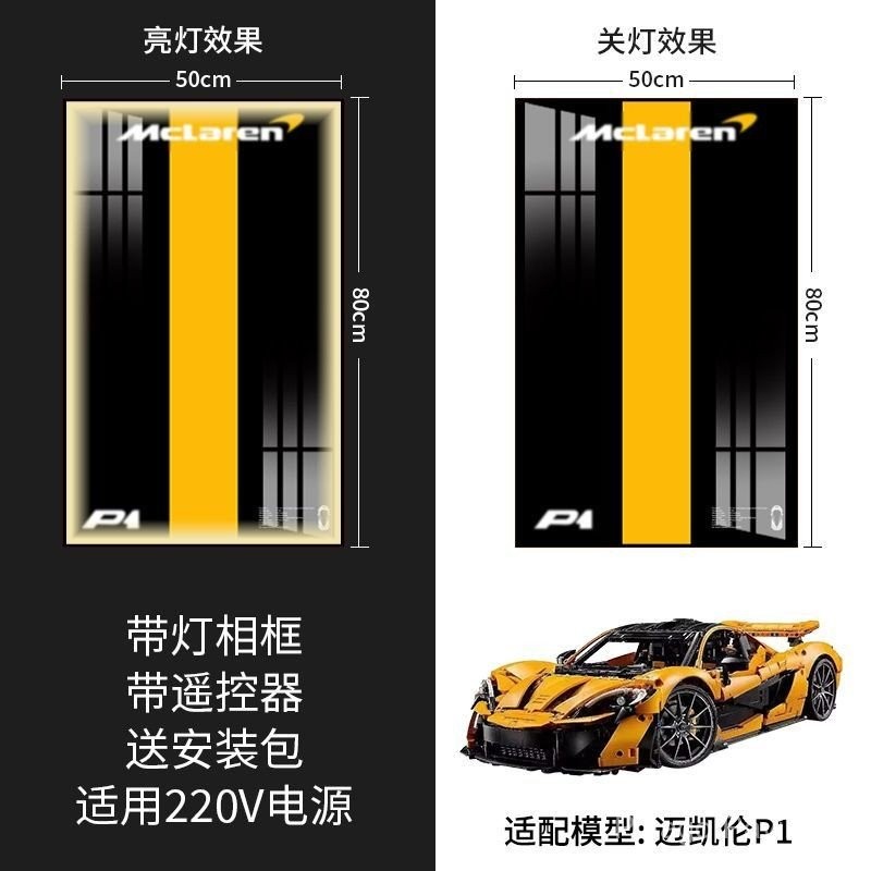 ไฟ LED กรอบรูปผนังแม็คลาเรน P1พอร์ช Lamborghini Bugatti Mercedes Benz ตกแต่งเลโก้กรอบรูป