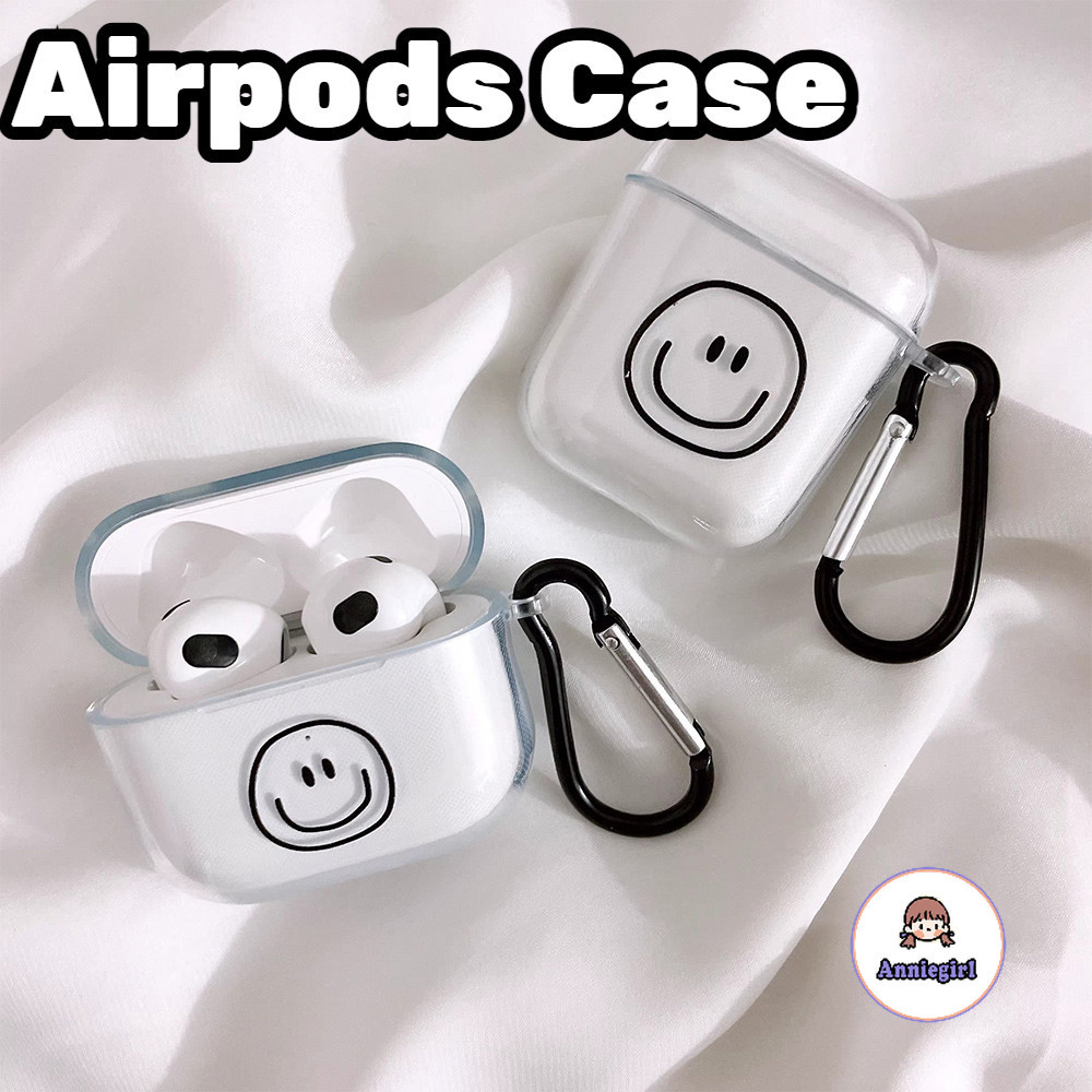 รอยยิ้มที่เรียบง่าย โปร่งใส ป้องกันการสูญเสียเบ็ด หูฟังสําหรับ AirPods 1/2/3/Pro 2 AirPods 4 Soft TPU หูฟังไร้สายบลูทูธชุดหูฟัง Dirt Resistance ป้องกัน Co