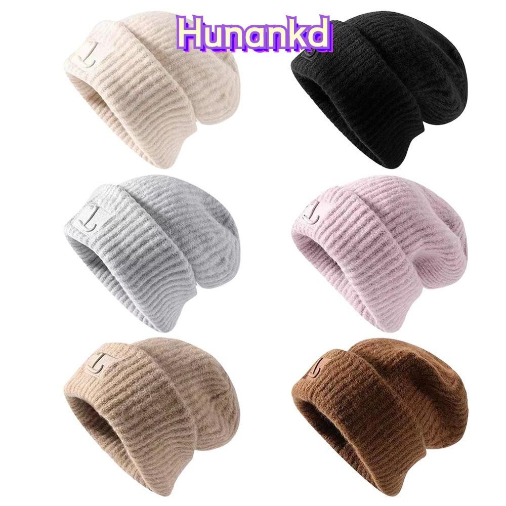 Hunan Beanies, หมวกอุ่นถักสีทึบ, แฟชั่นผู้หญิงกันลมฮิปฮอป Bonnet