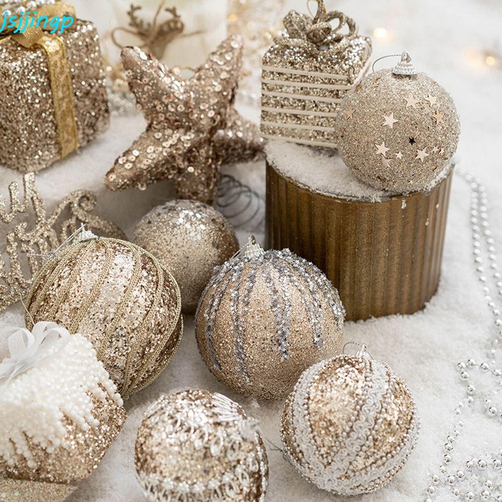 Jsjjingp ลูกบอลต้นคริสต์มาส, พลาสติกจี้คริสต์มาสขนาดใหญ่, คริสต์มาส Baubles ที่มีสีสัน Shatterproof Creative Ball ชุดเครื่องประดับ Merry