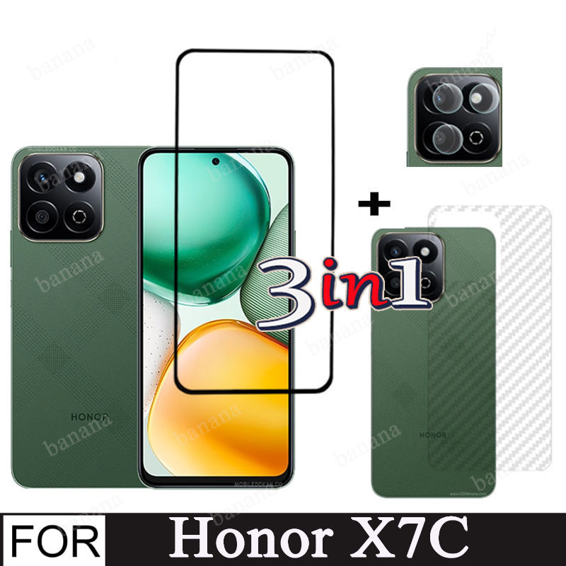 Honor X7C กระจกนิรภัยคลุมทั้งหมดฟิล์มสําหรับ Huawei Honor X7A X7B X8B 3 ใน 1 เลนส์กล้องกระจก Protect