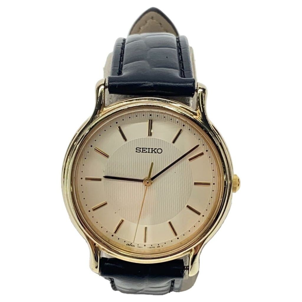 Seiko(ไซโก) SEIKO Men's Watch Quartz Analog Leather BEG BLK 7N01-0BR0 Direct from Japan Secondhand