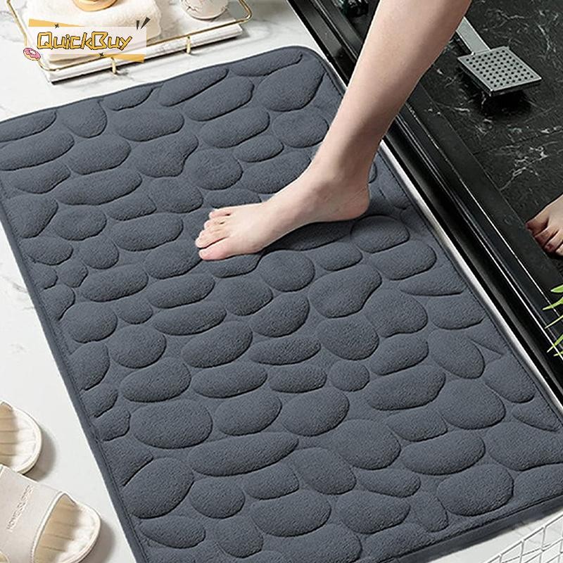 Quickbuy Home Cobblestone นูนประตูพรมพรมประตูห้องน้ําเรียบง่ายลมดูดซับเสื่อเท้าห้องน้ําเสื่อกันลื่นพรมปูพื้นใหม่