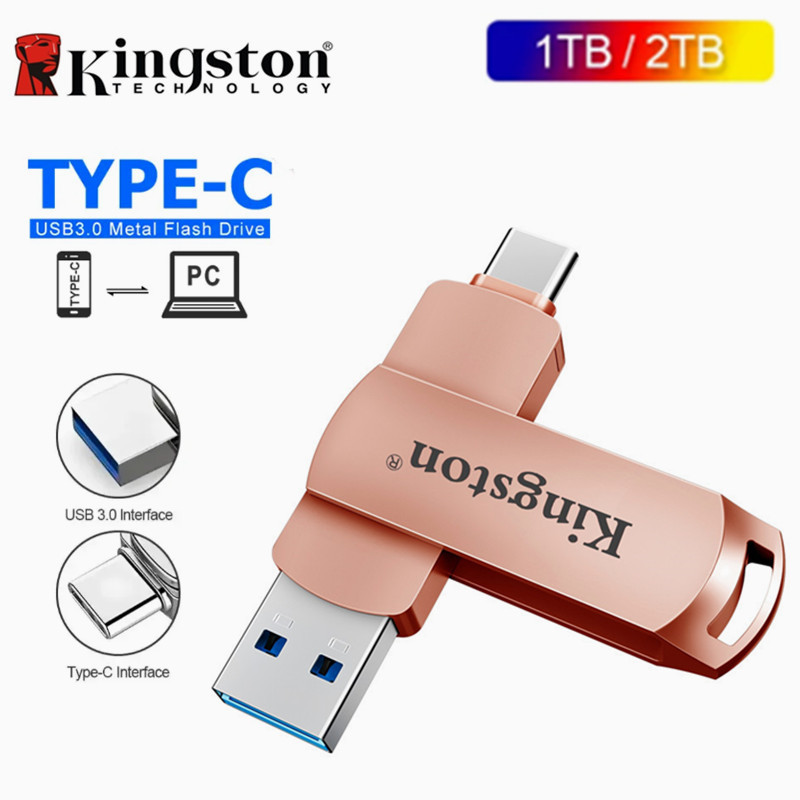 Kingston USB 3.0/Type-C 2in1 USB Stick (Key USB) သတ္တုခွံ 1TB/2TB — iPhone 15 နဲ့ တွဲသုံးနိုင်