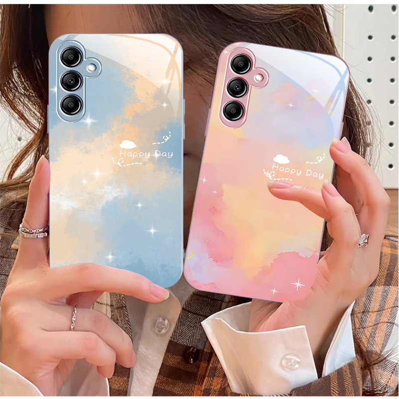 เคสโทรศัพท์เปลี่ยนสี Anti Fall Protector ฝาครอบกระจกนิรภัยสําหรับ Samsung S10 S20 S22 23 24 PLUS Ultra S25 S30 S30ultra A54 A73 A52 A72