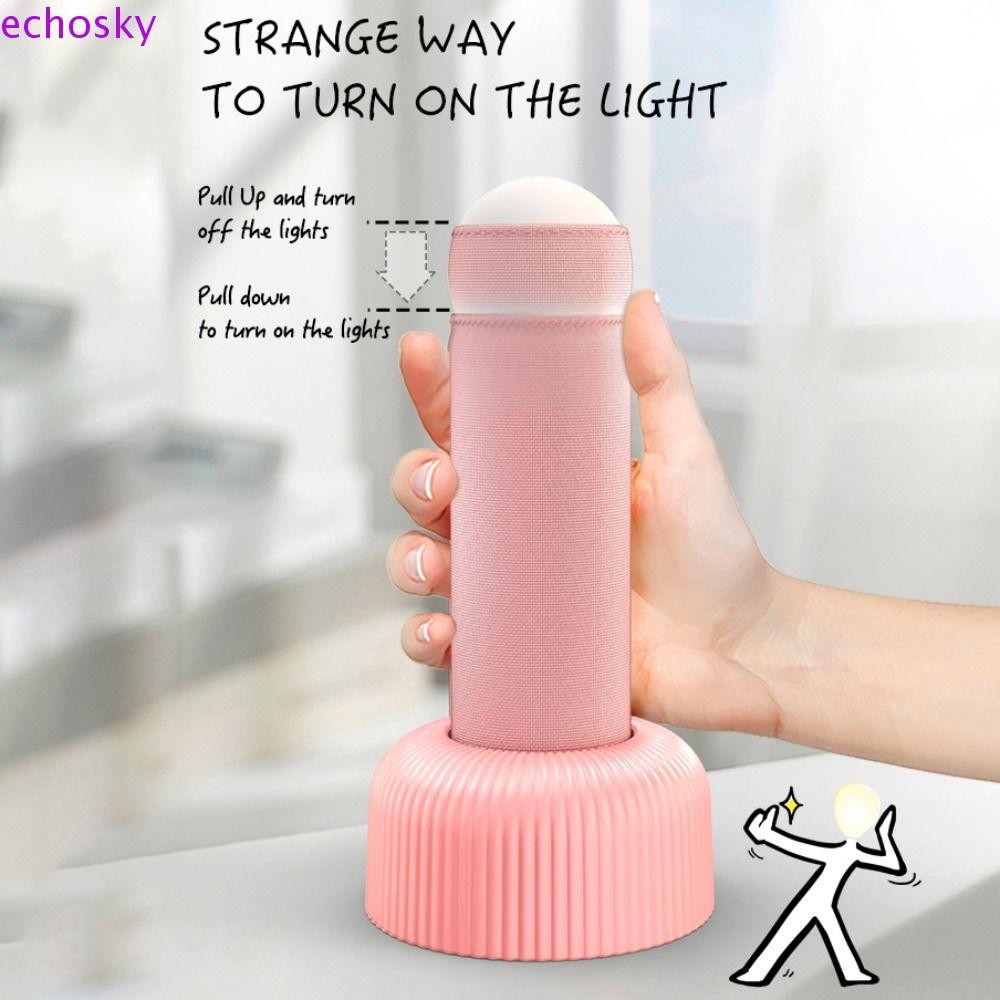Echosky LED Night Light, 1200mAh ชาร์จบรรยากาศโคมไฟตั้งโต๊ะ, Creative PP คอลัมน์รูปร่าง Eye Protection Sleep Night โคมไฟห้องนอน