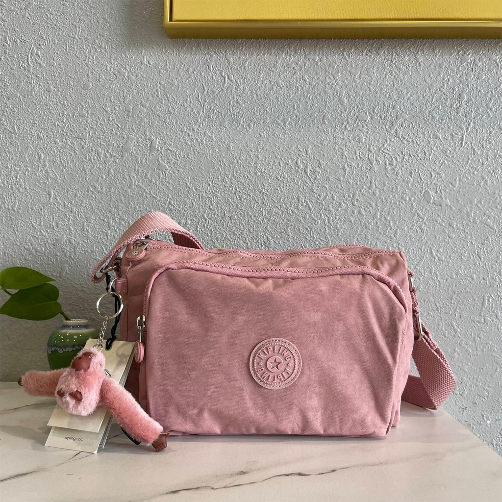 Kipling Ladies Fashion Messenger Bag Simple Multi-Compartment Small Square Bag All-Match กระเป๋าเดินทางน้ําหนักเบา