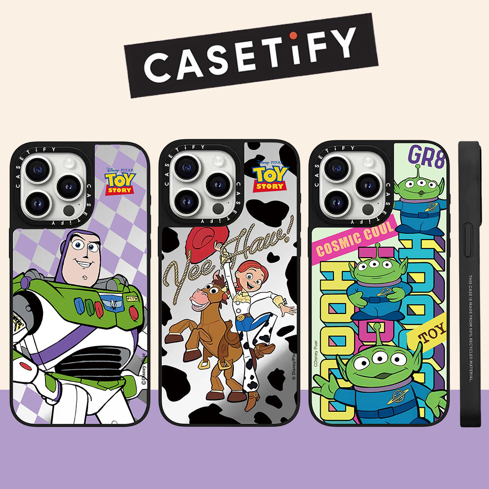 Casetify Toy Story Buzz Lightyear กระจกเคสโทรศัพท์สําหรับ iPhone 16 Pro Max 16 Pro 16 Plus 15 Pro Max 14 13 12 11 กรณีกันกระแทกด้านหลังอะคริลิคปลอก