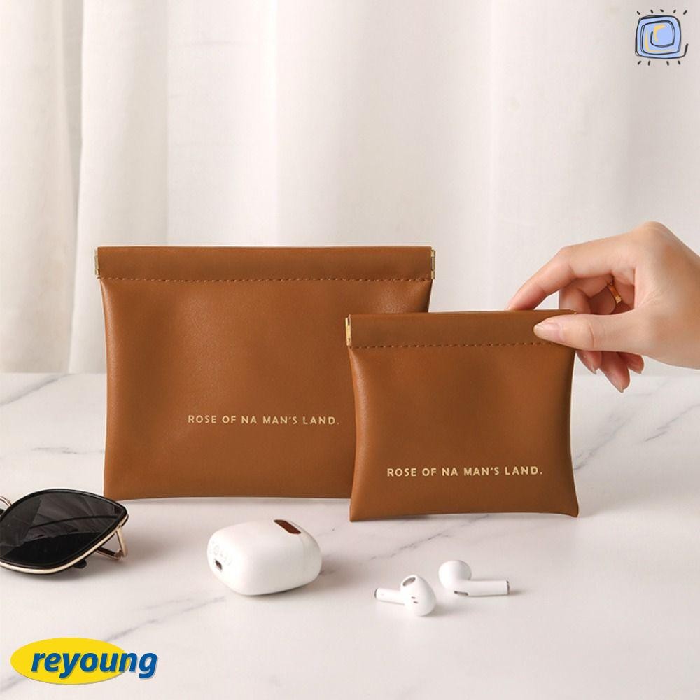 Reyoung กระเป๋าจัดระเบียบเครื่องสําอาง, กระเป๋าแต่งหน้าลิปสติกเรียบง่ายแบบพกพา, กระเป๋าเดินทางแฟชั่น Mini PU กระเป๋าเก็บของผู้หญิง