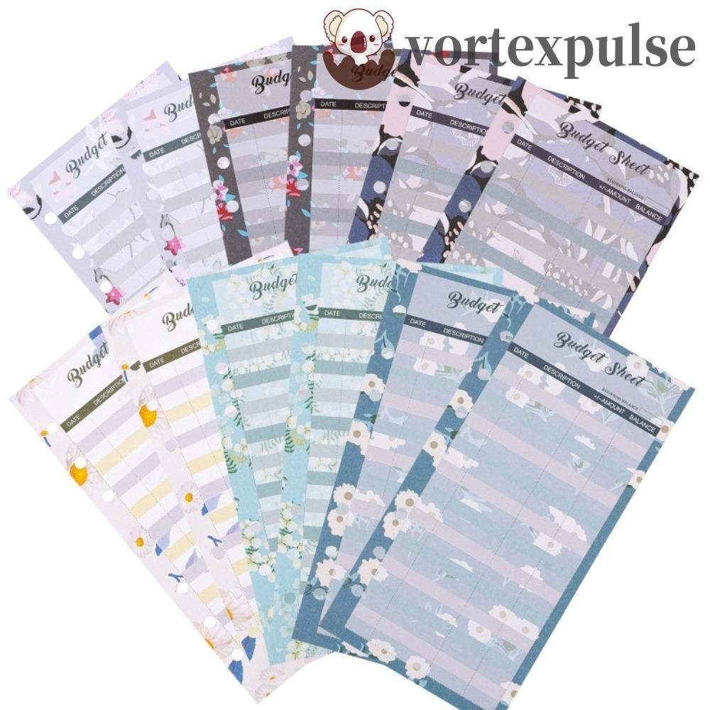 Vortexpulse A6 กระดาษ Budget หลวม Leaf Refill, ดอกไม้ 6 หลุม Expense Tracker Refill Binder กระดาษ, กระดาษแยกโน้ตบุ๊ค Indexing การ์ด Inner Bill Planner Organizer ดัชนีหน้า