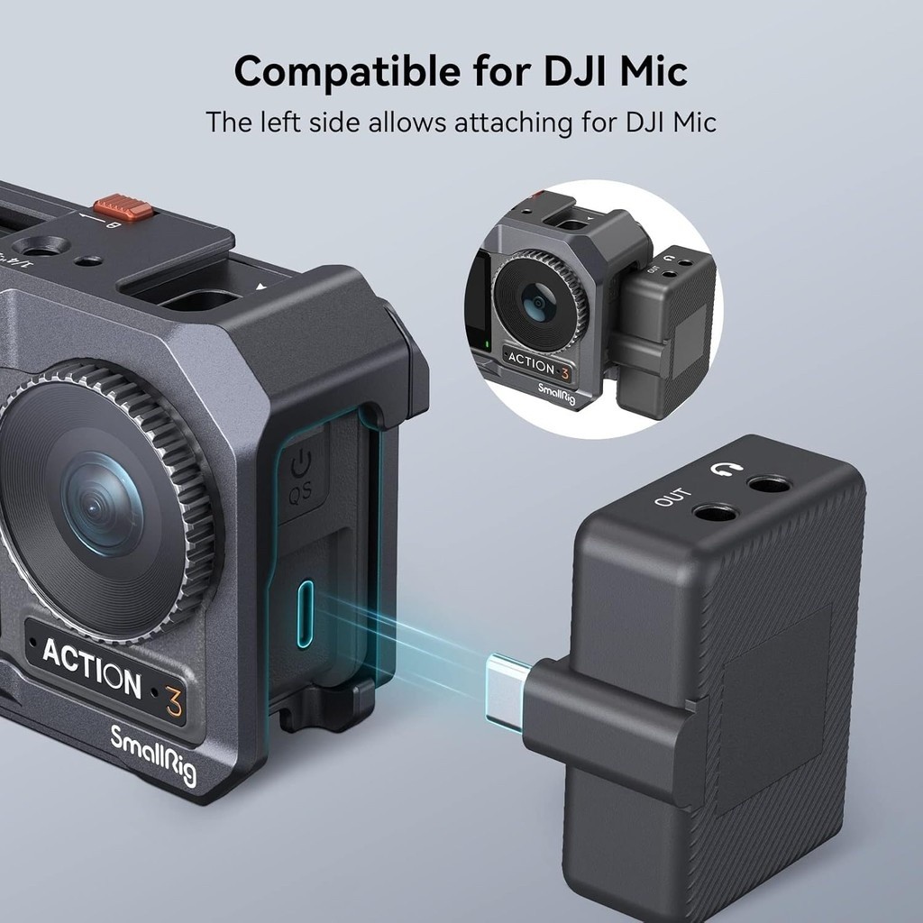 SMALLRIG Frame Cage with Cold Shoe Mount for DJI Action 5Pro/4/3