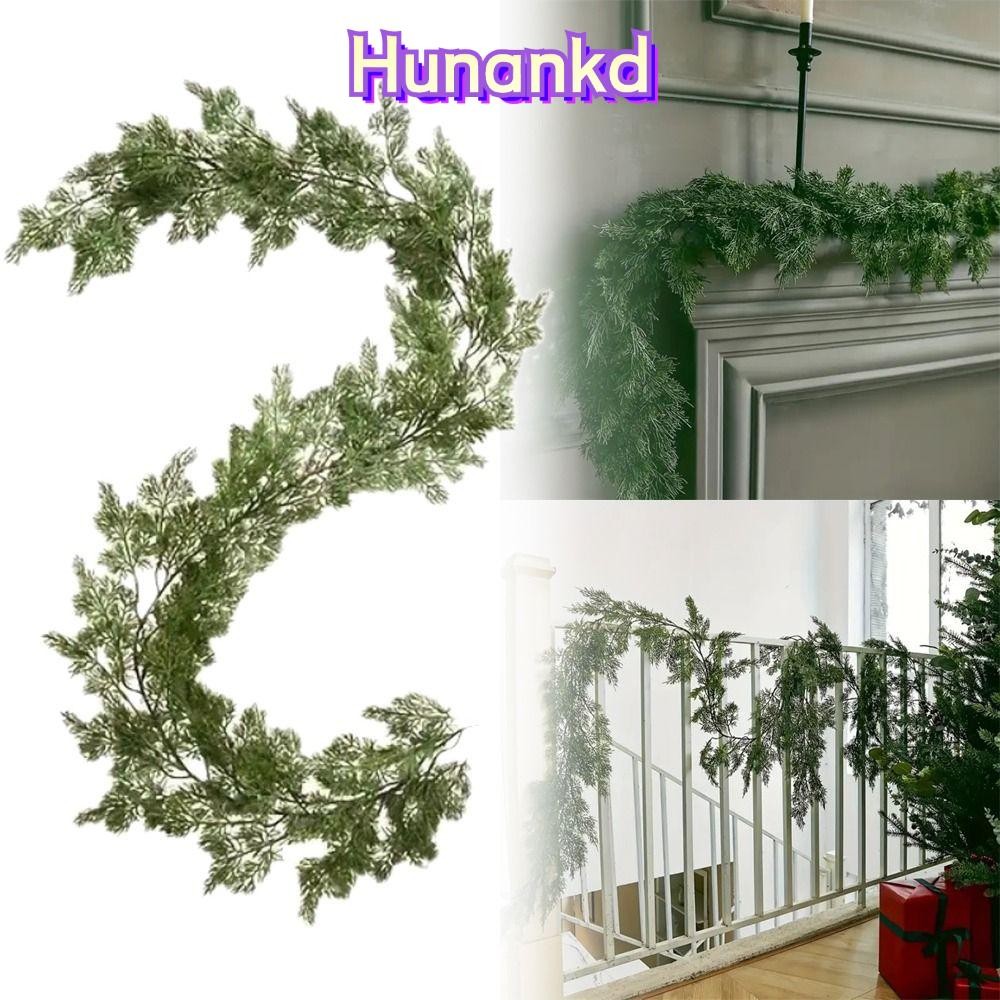 Hunan ประดิษฐ์ Pine พวงหรีด, 180 ซม./190 ซม.สีเขียว Cypress Pine Garlands, Creative Party Supplies บันไดเครื่องประดับแขวนผนัง Cedar Greenery หวายเทศกาลเครื่องประดับ