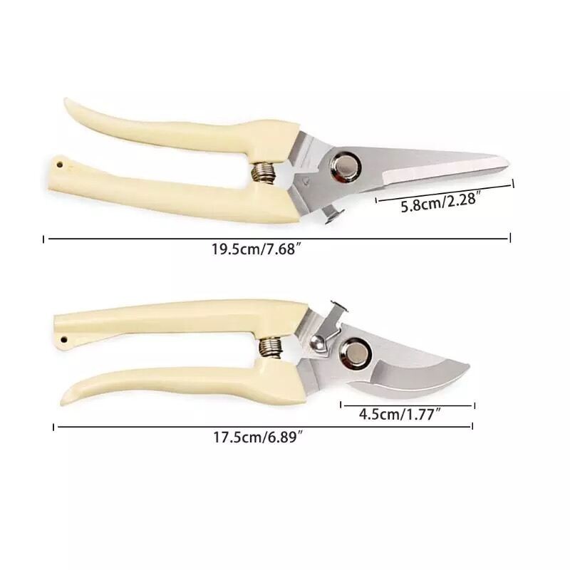 PQS [พร้อมส่ง] กรรไกรตัดกิ่งไม้ แต่งกิ่งไม้ ปากโค้ง ปากตรง ขนาด 7 นิ้ว สีครีม ใช้งานอเนกประสงค์ ราคา/ชิ้น พร้อมส่งในไทย - รูปที่ 4