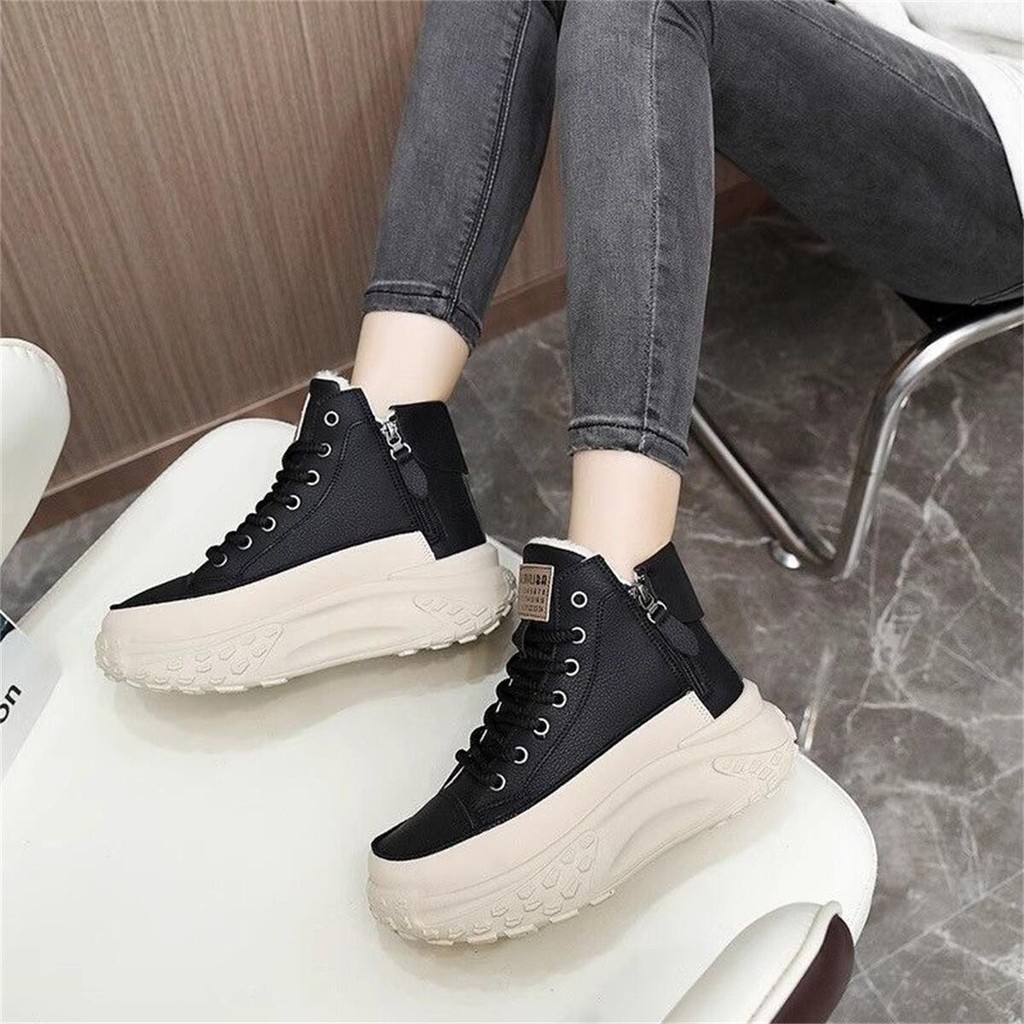 ขายร้อน รองเท้ากีฬาแบบลำลอง รองเท้าผ้าใบผู้หญิง เสริมส้น 2.36นิ้ว พื้นนุ่มมาก สบาย ซิปข้าง ดีไซน์เก๋ ไซส์ 35-44 รูปที่ 4